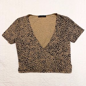 Brandy Melville Cropped V-Neck Wrap Top